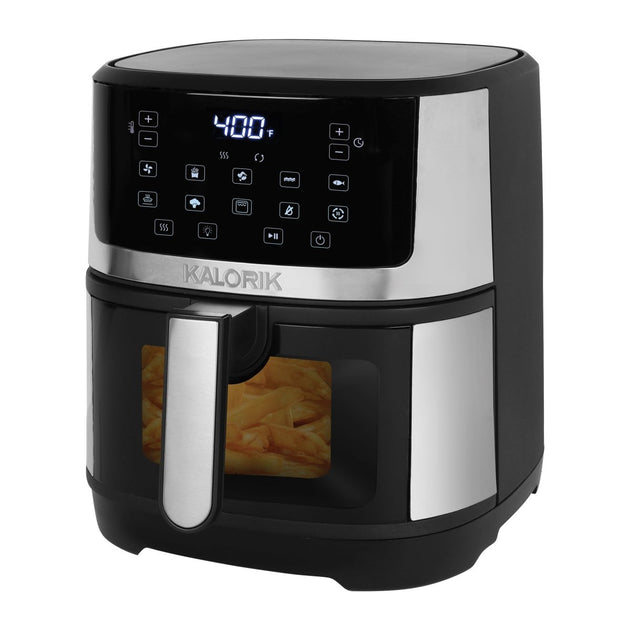 Kalorik 7-Quart Touchscreen Air Fryer With Window, Black Steel