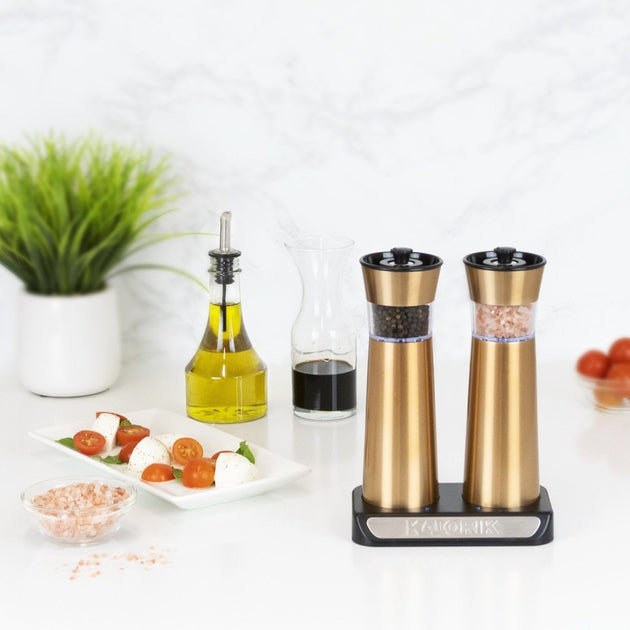Electric Gravity Rechargeable Black Mill Salt and Pepper Grinder