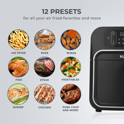 Kalorik Designer Series 8 Quart Air Fryer with Window, in Black Silver