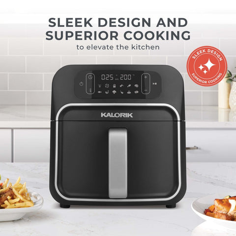 Kalorik Designer Series 8 Quart Air Fryer with Window, in Black Silver