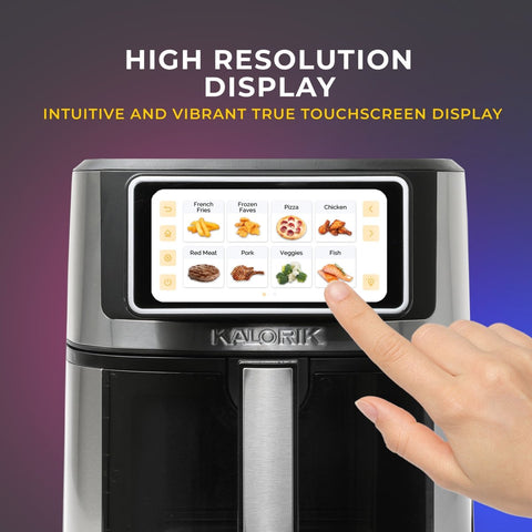 Kalorik VIVID TOUCH 7 Quart High - Resolution Touchscreen Air Fryer with Window, in Stainless - Steel