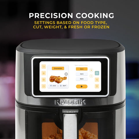 Kalorik VIVID TOUCH 7 Quart High - Resolution Touchscreen Air Fryer with Window, in Stainless - Steel