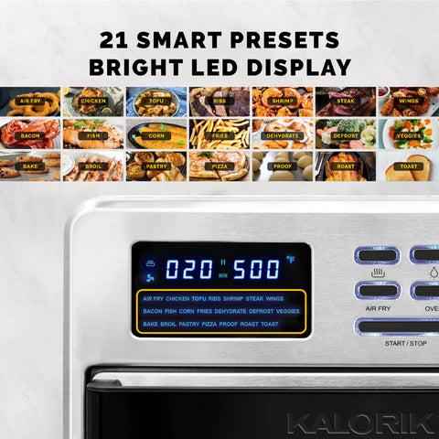 Kalorik MAXX® 16 Quart Digital Air Fryer Oven, 9-in-1 Versatility, Bake,  Braise, Broil, Dehydrate, Grill, Roast, Sear, Toast, 21 Presets, 5