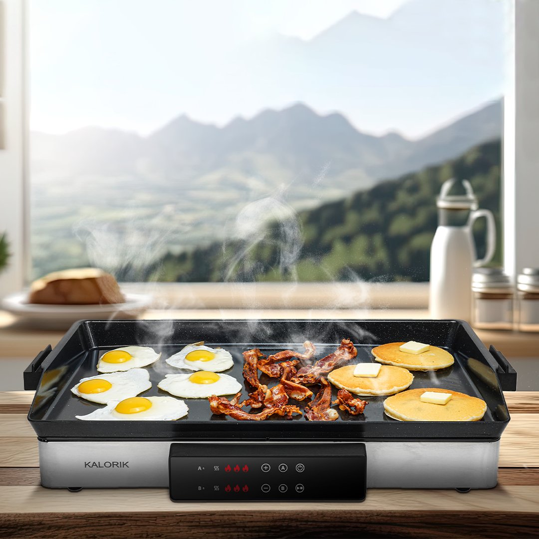 Kalorik Maxx 2 in 1 Electric Griddle Double Cooktop Stainless Steel